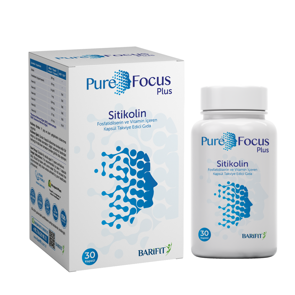 PUREFOCUS Plus Sitikolin, Fosfatidilserin ve Vitamin İçeren Kapsül Takviye Edici Gıda